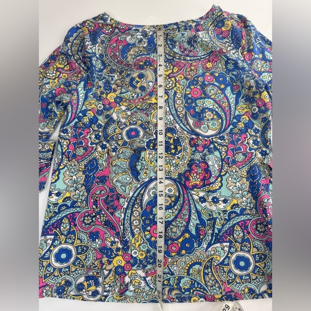 Talbots Paisley Stretch 3/4 Sleeve T Shirt Womens Size Medium - Picture 6 of 9